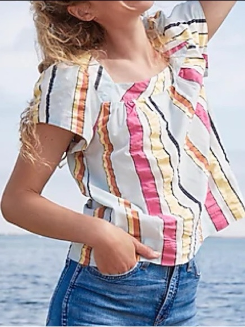 NWT J. Crew Striped Summer Square-Neck Top